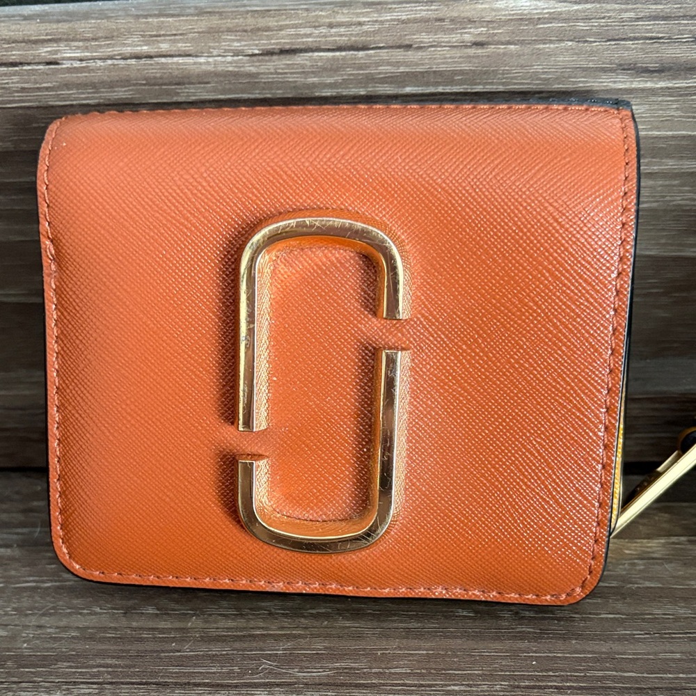 Marc Jacobs Orange Wallet with Gold Accent
